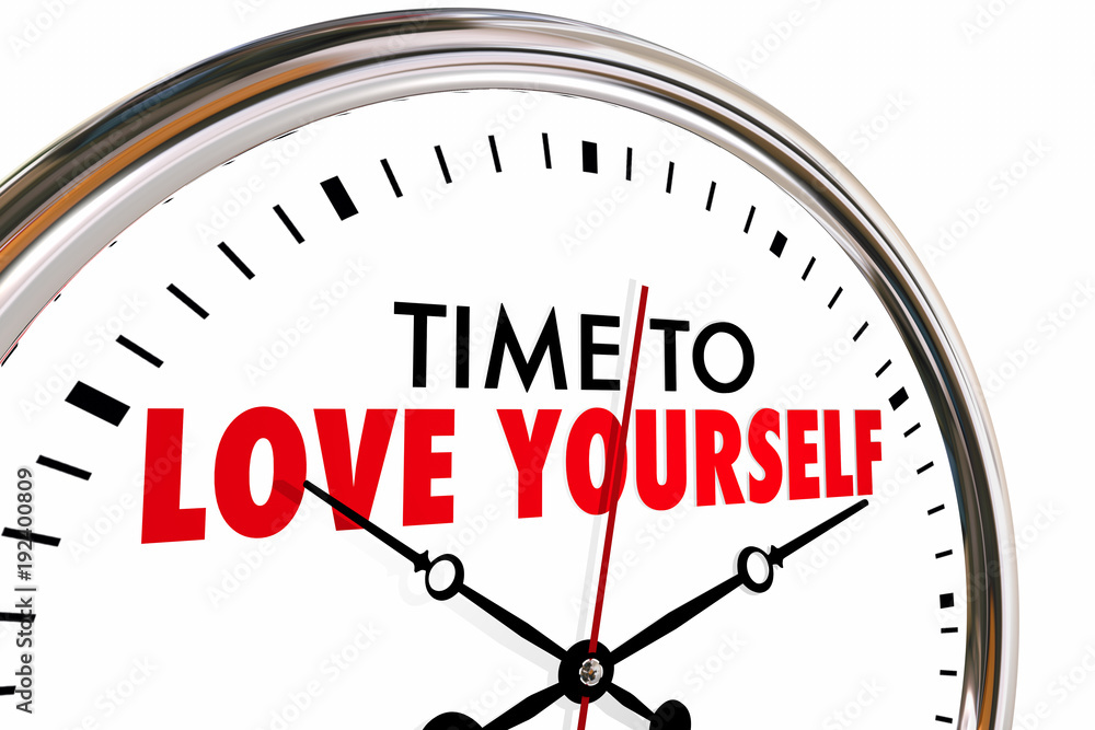 Time to Love Yourself Clock Words Self Loving 3d Illustration Time to Love Yourself Clock Words Self Loving 3d Illustration