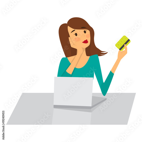 Woman shopping online with a credit card