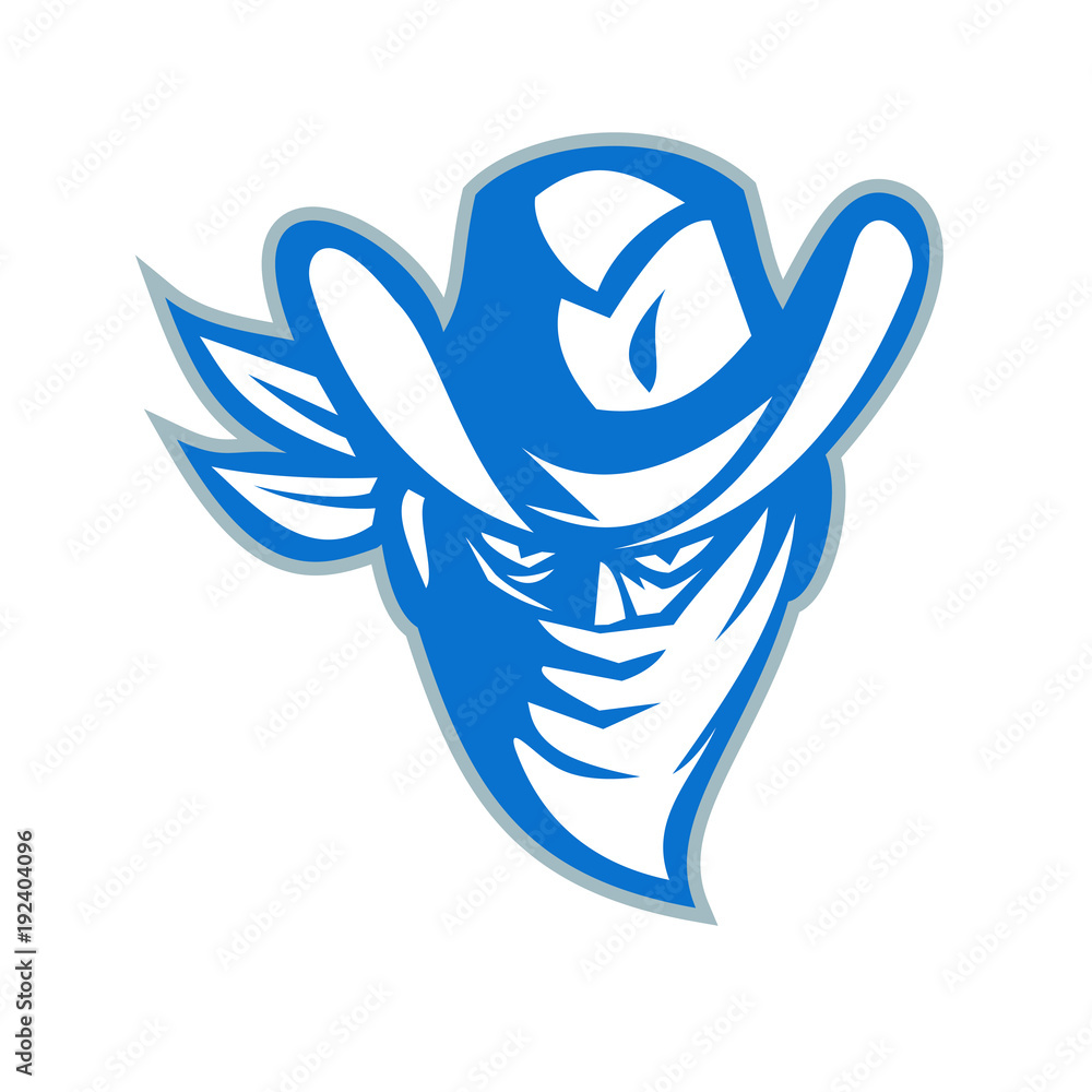 Ταπετσαρία Retro style illustration of a cowboy outlaw or bandit wearing bandana to cover his face viewed from front on isolated background