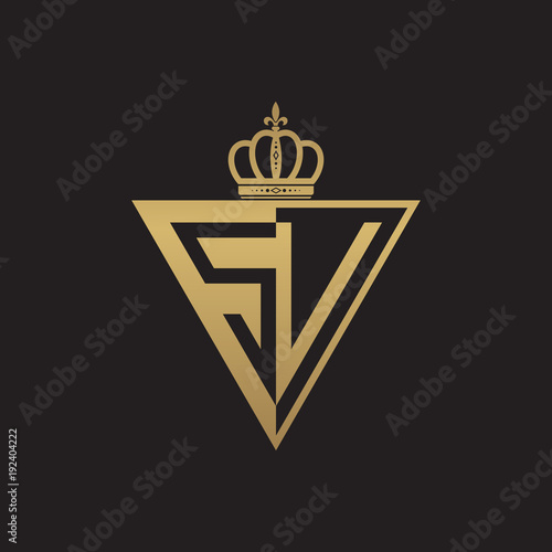 initial two letter half logo triangle gold