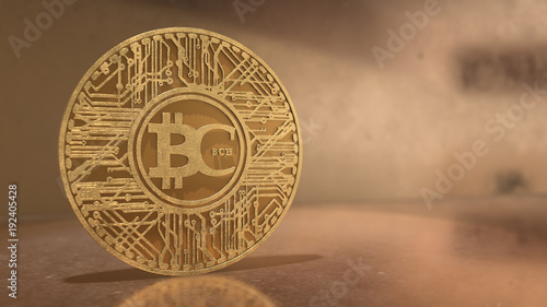 Bitcoin Cash coin (BCH) blockchain cryptocurrency altcoin 3D Render, Bitcoin Cash is a hard fork of the cryptocurrency bitcoin. photo