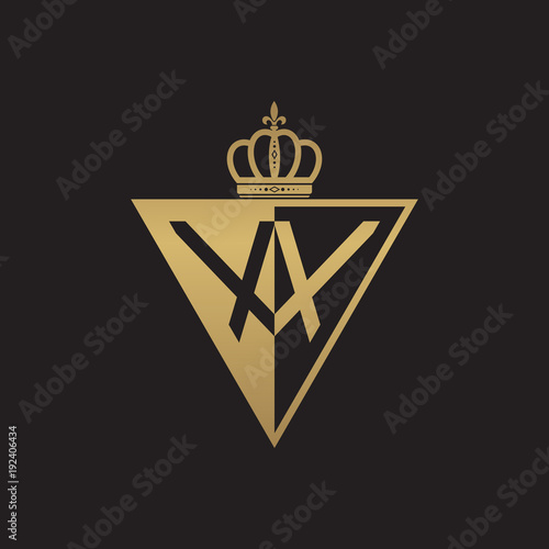 initial two letter half logo triangle gold