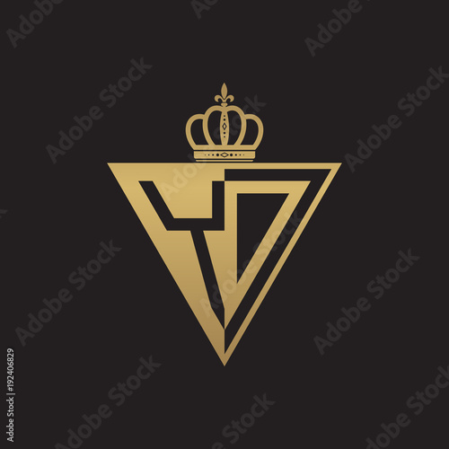 initial two letter half logo triangle gold