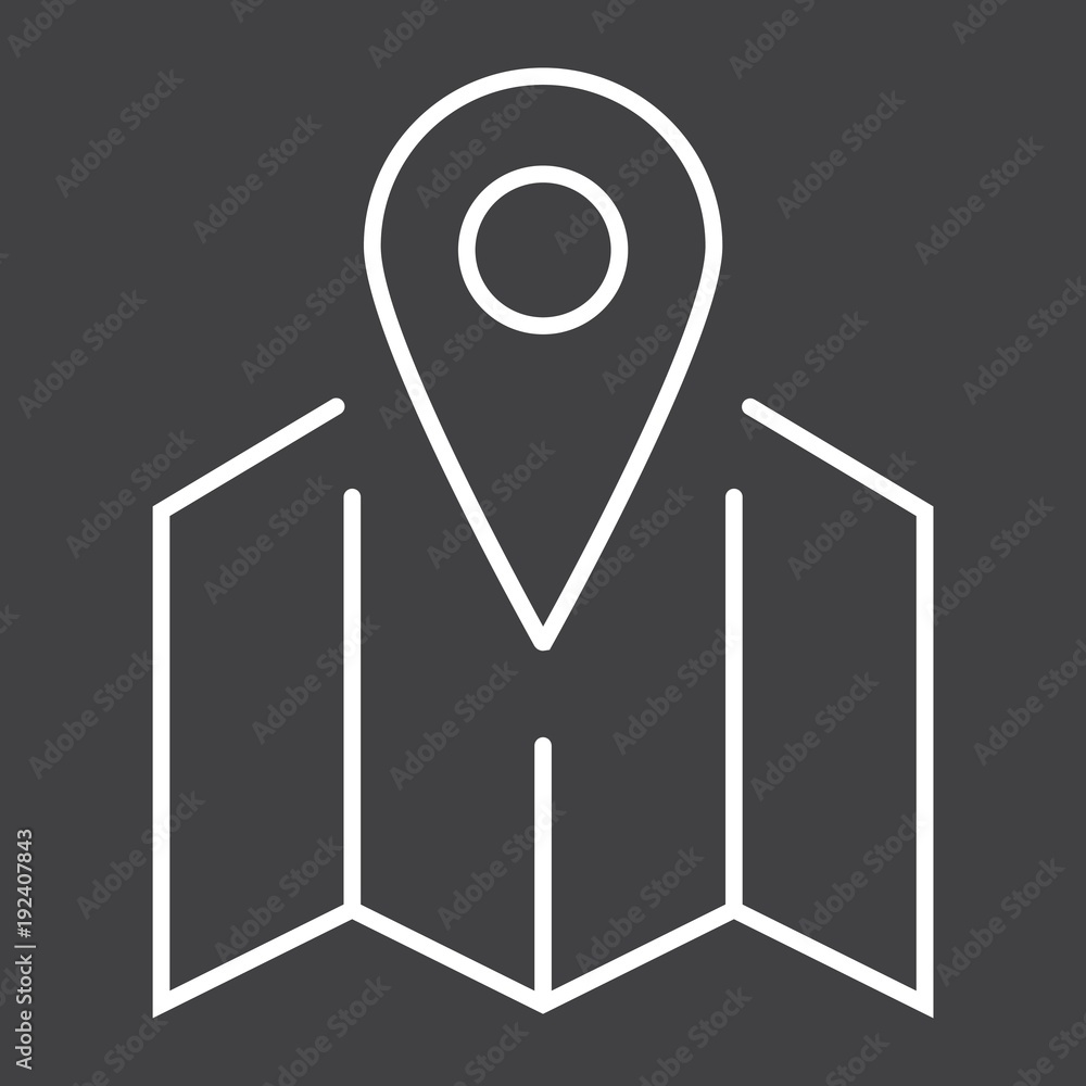 Pinpoint on map line icon, geolocation Pinpoint on map line icon, geolocation