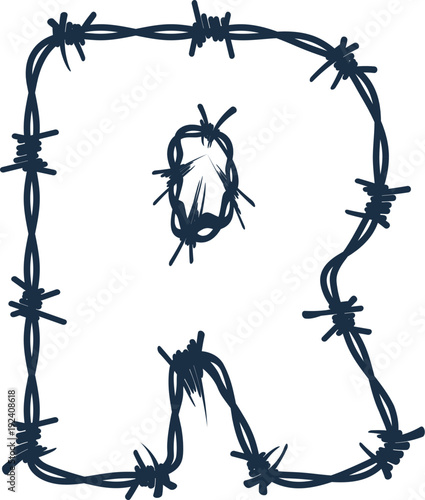 R Barbed Wire Letter Logo Icon Design