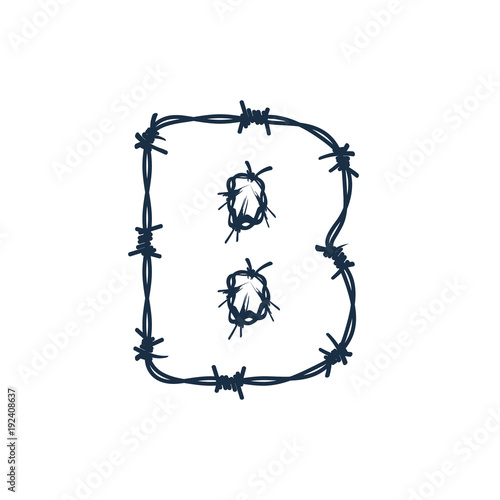 B Barbed Wire Letter Logo Icon Design