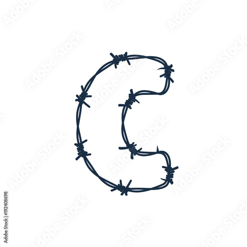 C Barbed Wire Letter Logo Icon Design