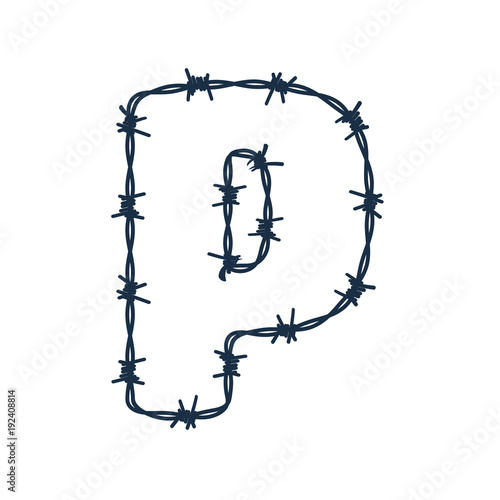 P Barbed Wire Letter Logo Icon Design