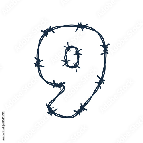 9 Barbed Wire Letter Logo Icon Design