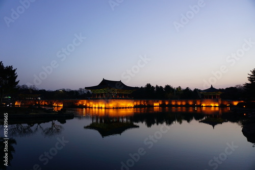 night view of korean traditional temple