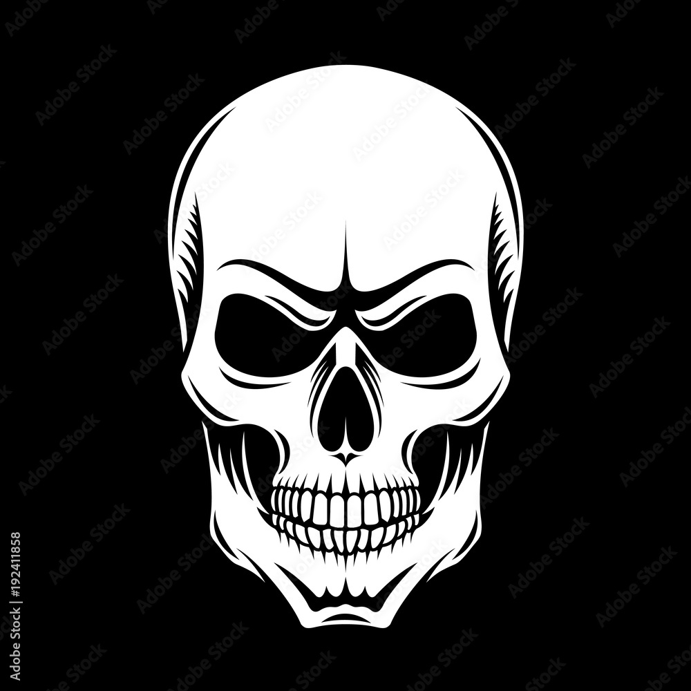 White skull on a black background Stock Vector | Adobe Stock