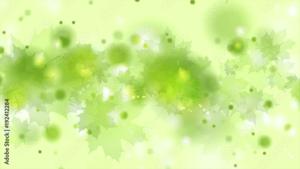 Light green shiny summer leaves abstract motion design