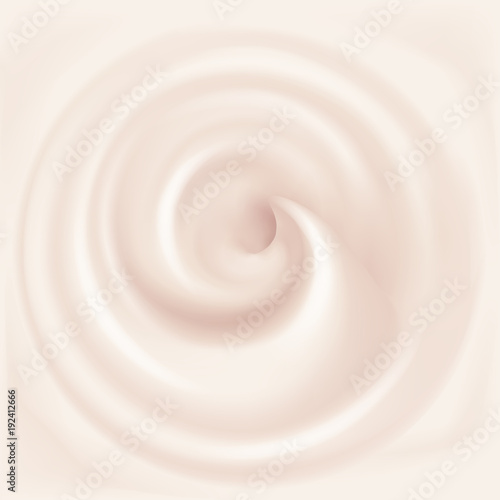 Swirl creamy texture. Beige twisted background. Applicable for dairy or cosmetic products ads or packaging design. Vector illustration.
