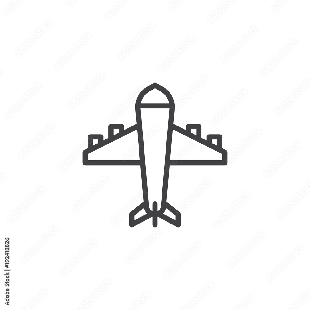 Airplane outline icon. linear style sign for mobile concept and web design. Plane simple line vector icon. Airport symbol, logo illustration. Pixel perfect vector graphics Airplane outline icon. linear style sign for mobile concept and web design. Plane simple line vector icon. Airport symbol, logo illustration. Pixel perfect vector graphics