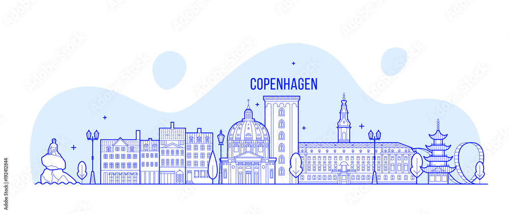 Copenhagen skyline Denmark vector city buildings
