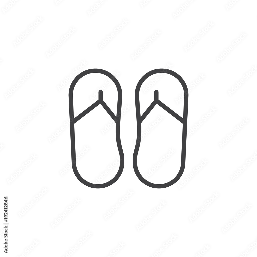 Flip flops outline icon. linear style sign for mobile concept and web design. Summer slippers foot wear simple line vector icon. Symbol, logo illustration. Pixel perfect vector graphics Flip flops outline icon. linear style sign for mobile concept and web design. Summer slippers foot wear simple line vector icon. Symbol, logo illustration. Pixel perfect vector graphics
