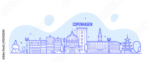 Copenhagen skyline Denmark vector city buildings