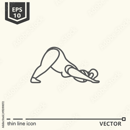 Thin line icon series- Yoga for plump, adho mukha svanasana