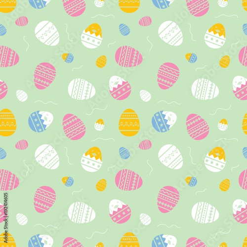 Abstract background. Seamless Pattern Repeating pastel color eggs. Festive decoration. Vector Illustration. Happy easter eggs.