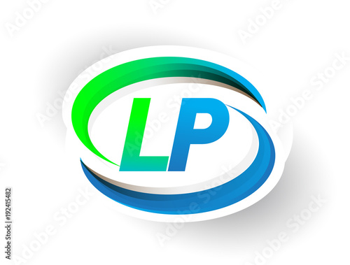 initial letter LP logotype company name colored blue and green swoosh design, modern logo concept. vector logo for business and company identity.