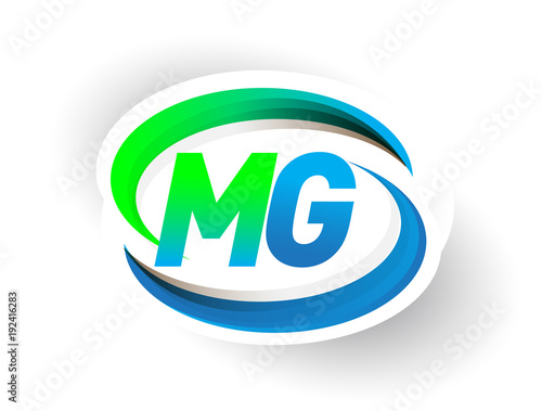 initial letter MG logotype company name colored blue and green swoosh design, modern logo concept. vector logo for business and company identity.