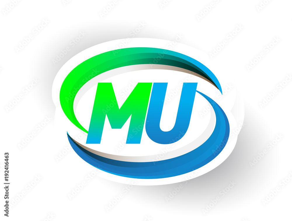 initial letter MU logotype company name colored blue and green swoosh design,  modern logo concept. vector logo for business and company identity. Stock  Vector | Adobe Stock