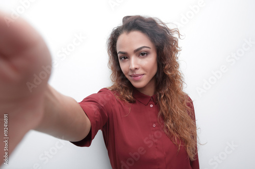 Wallpaper Mural confident woman leaning on a virtual wall Torontodigital.ca
