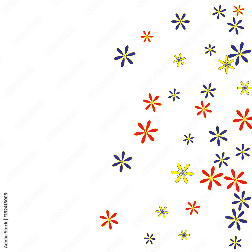 Cute Floral Pattern with Simple Small Flowers for Greeting Card or Poster. Naive Daisy Flowers in Primitive Style. Vector Background for Spring or Summer Design.