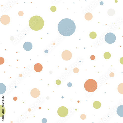 Colorful polka dots seamless pattern on black 11 background. Admirable classic colorful polka dots textile pattern. Seamless scattered confetti fall chaotic decor. Abstract vector illustration.