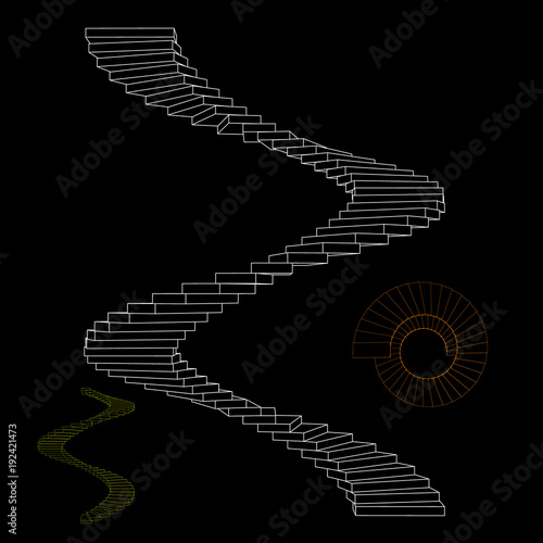 Spiral staircase set. Isola...