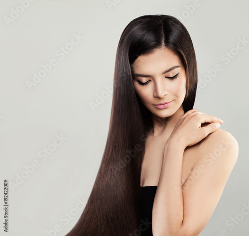 Young Perfect Model Woman with Long Hair Spa Beauty, Facial Treatment and Haircare Concept