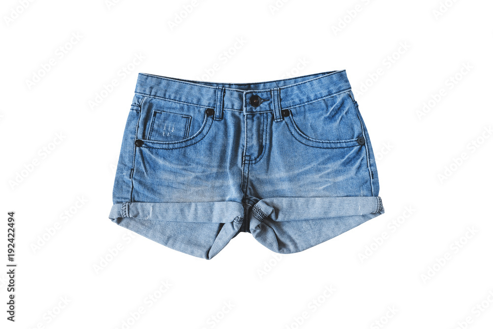 Woman's casual with fashion denim shorts isolated on white background. Woman's casual with fashion denim shorts isolated on white background.