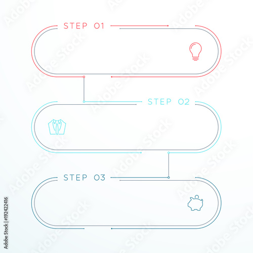 3 Step Vector Flat Thin Line Banner Templates Linked Together