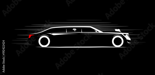 simple symbol government car with flags