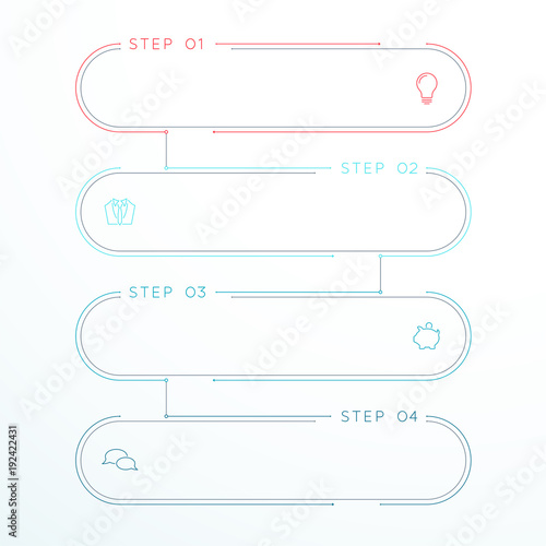4 Step Vector Flat Thin Line Banner Templates Linked Together