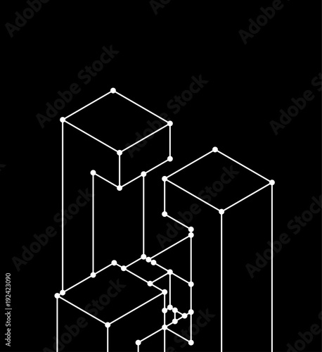 Blockchain network isolated. Cyber concept matrix. Block chain vector illustration