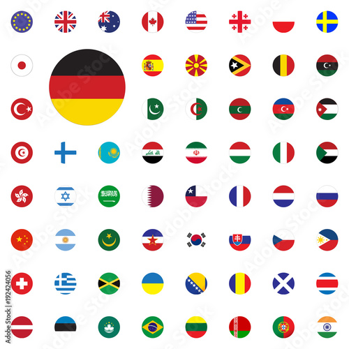 Germany round flag icon. Round World Flags Vector illustration Icons Set.