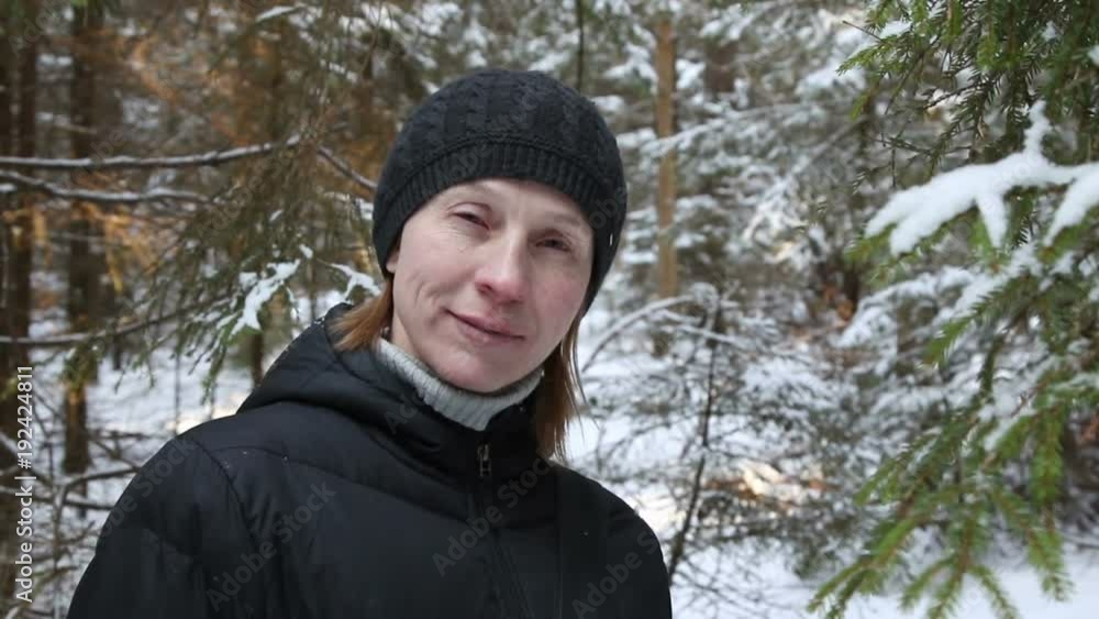 Woman in the winter forest Woman in the winter forest