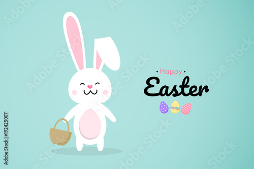 Easter egg hunt poster invitation template vector in pastel color. Happy easter bunny vector.