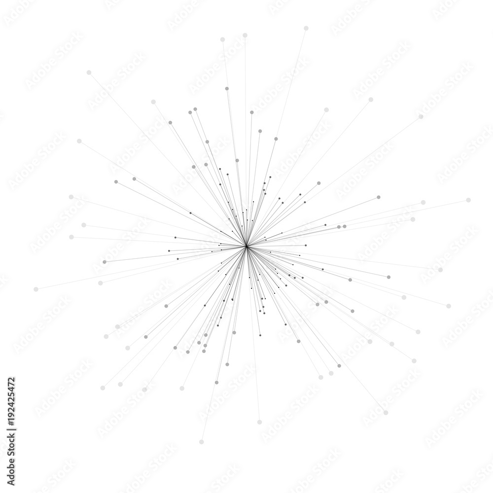 Obraz premium Abstract 3d illustration of molecule model isolated on white background. Simple big data concept. Science or medical pattern. Geometric template for brochure, flyer, report , banner, infographics.