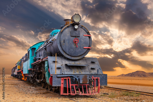 Locomotive train in Wadi Rum desert, Jordan
