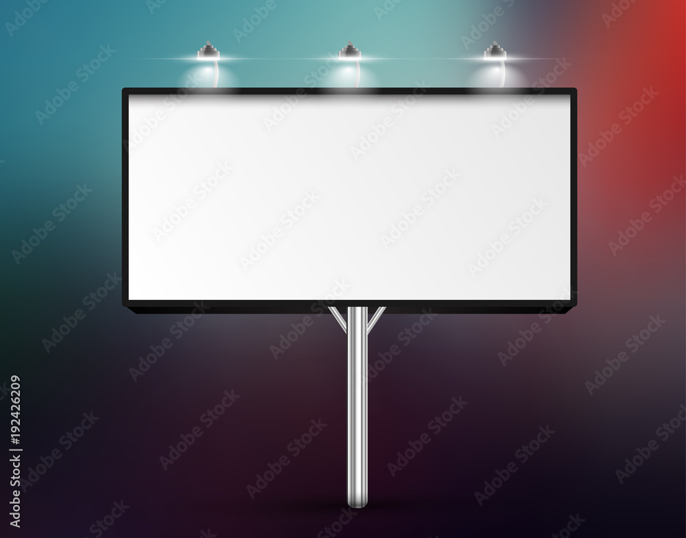 Realistic billboard with lights, vector illustration Realistic billboard with lights, vector illustration