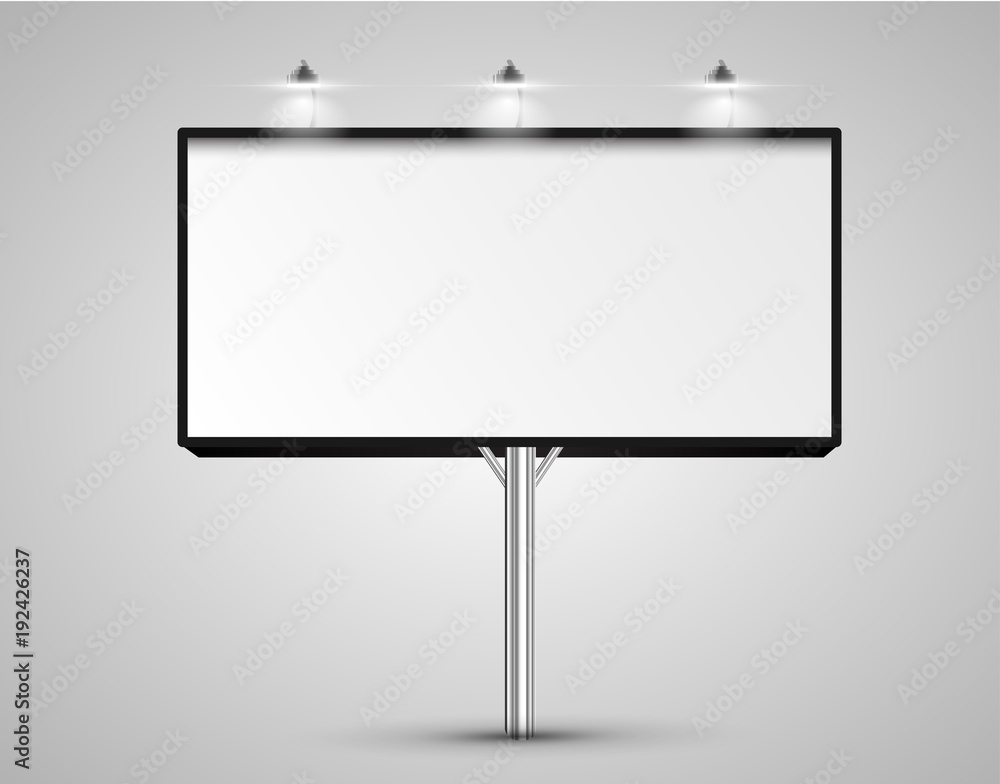 Obraz premium Realistic billboards with lights, vector illustration