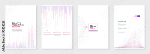 Minimal brochure templates. Infographic elements on white background. Technology sci-fi concept, abstract design.