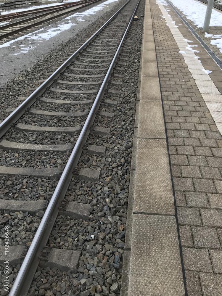 Train tracks winter perspective