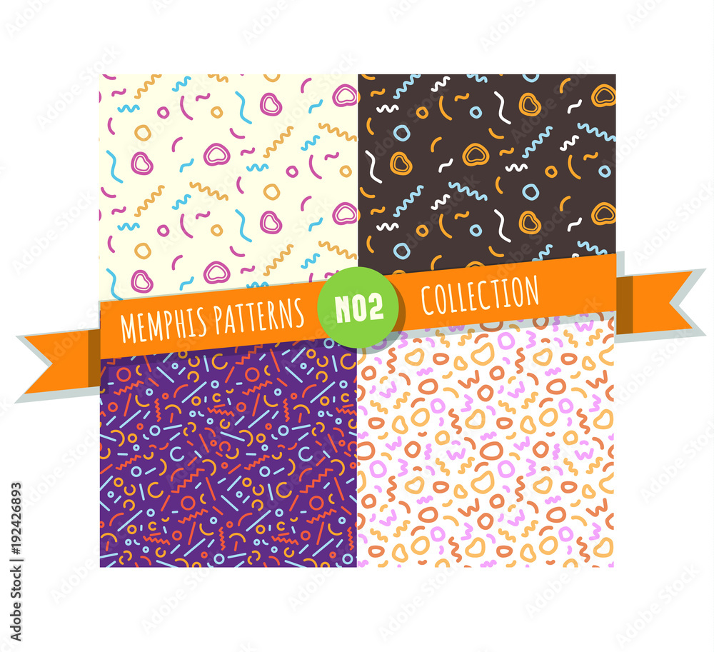 Memphis pattern seamless collection