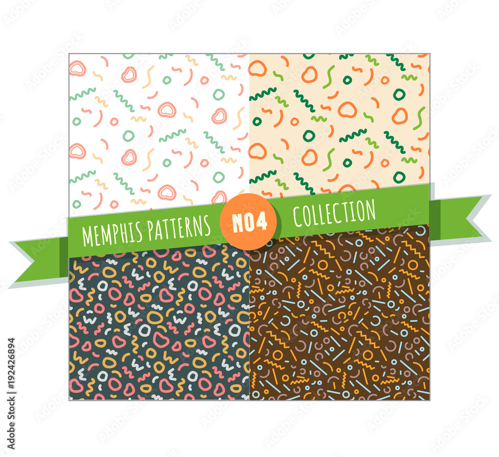 Memphis pattern seamless collection