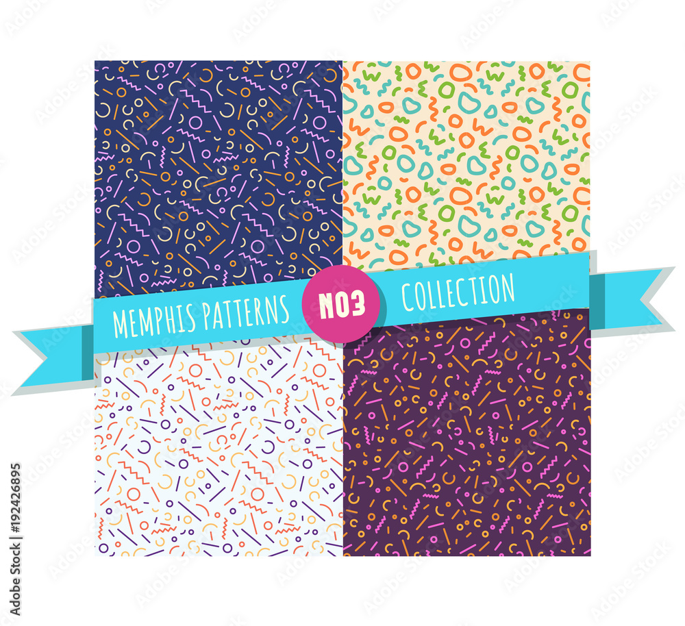 Memphis pattern seamless collection