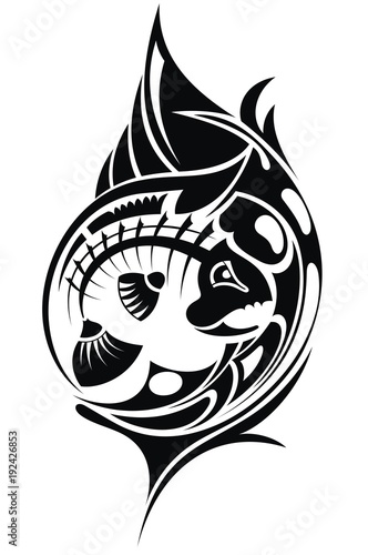 Tribal tattoo with fish
