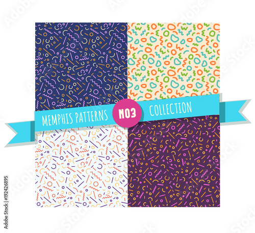 Obraz na płótnie Memphis pattern seamless collection w salonie